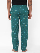 Men's Printed, Green, Cotton, Printed, Elasticated, Waistband, Pyjama  With Side Pockets